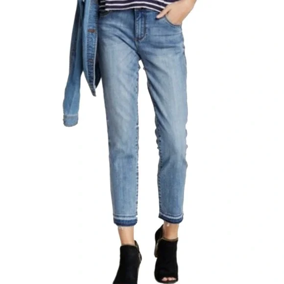 KUT FROM THE KLOTH Emma Straight Leg Ankle Mid-rise Jeans‎ • 8 • light wash blue - Picture 2 of 9